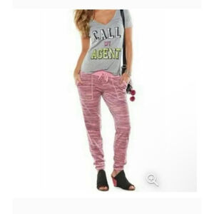 Juicy Couture Plus XL Y2K heather Pink Black Striped Track jogger Pants